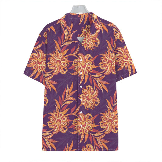 Tangerine Floral Bohemian Pattern Print Hawaiian Shirt