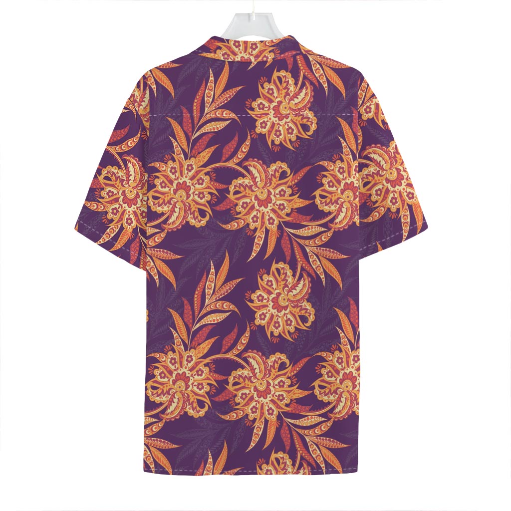 Tangerine Floral Bohemian Pattern Print Hawaiian Shirt