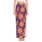 Tangerine Floral Bohemian Pattern Print High Slit Maxi Skirt