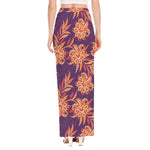 Tangerine Floral Bohemian Pattern Print High Slit Maxi Skirt