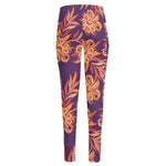 Tangerine Floral Bohemian Pattern Print High-Waisted Pocket Leggings