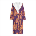 Tangerine Floral Bohemian Pattern Print Hooded Bathrobe