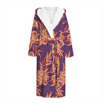 Tangerine Floral Bohemian Pattern Print Hooded Bathrobe