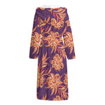 Tangerine Floral Bohemian Pattern Print Hooded Bathrobe