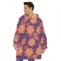 Tangerine Floral Bohemian Pattern Print Hoodie Blanket