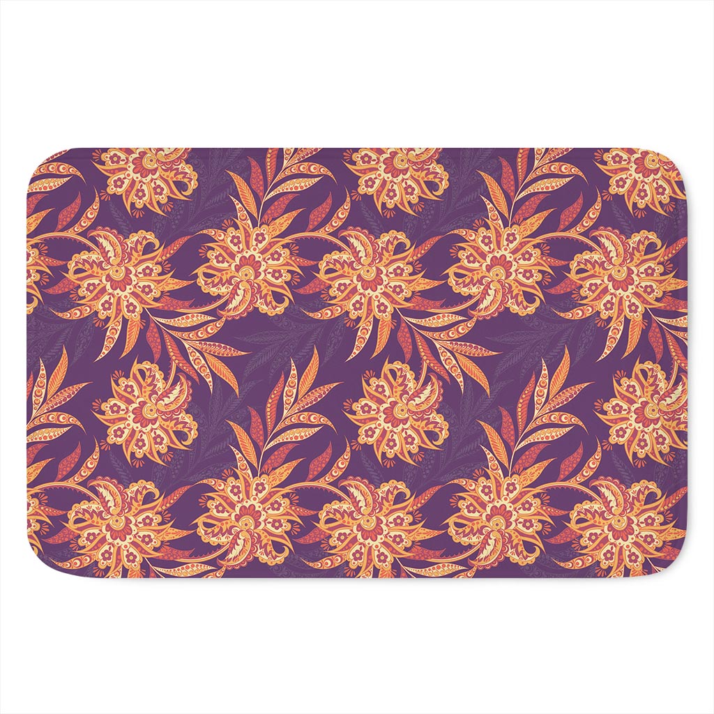 Tangerine Floral Bohemian Pattern Print Indoor Door Mat