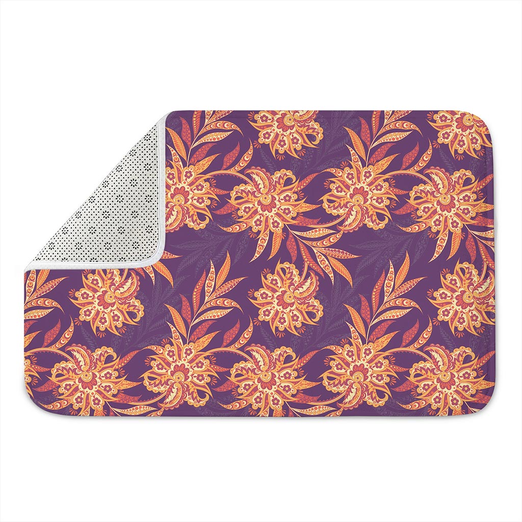 Tangerine Floral Bohemian Pattern Print Indoor Door Mat