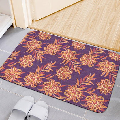 Tangerine Floral Bohemian Pattern Print Indoor Door Mat