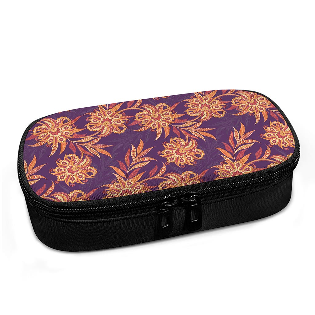 Tangerine Floral Bohemian Pattern Print Insulin Cooler Travel Case