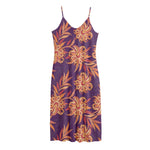 Tangerine Floral Bohemian Pattern Print Jersey Midi Cami Dress