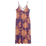 Tangerine Floral Bohemian Pattern Print Jersey Midi Cami Dress