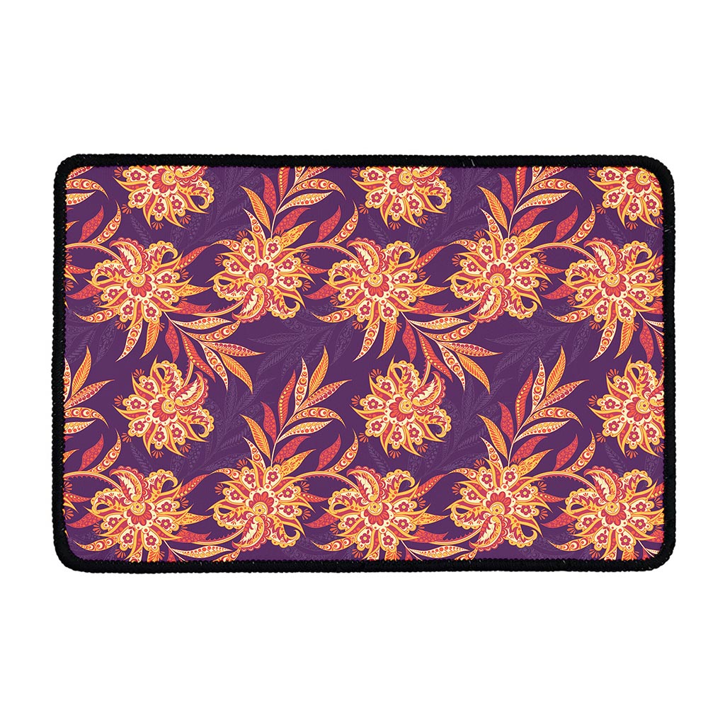 Tangerine Floral Bohemian Pattern Print Kitchen Mat