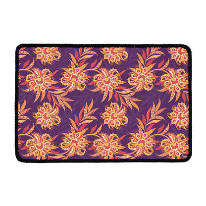 Tangerine Floral Bohemian Pattern Print Kitchen Mat
