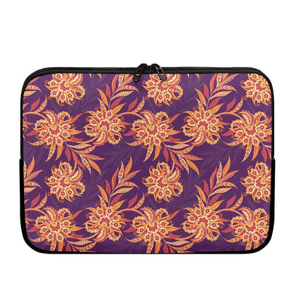 Tangerine Floral Bohemian Pattern Print Laptop Sleeve