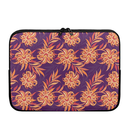 Tangerine Floral Bohemian Pattern Print Laptop Sleeve