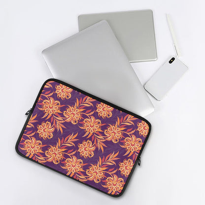 Tangerine Floral Bohemian Pattern Print Laptop Sleeve
