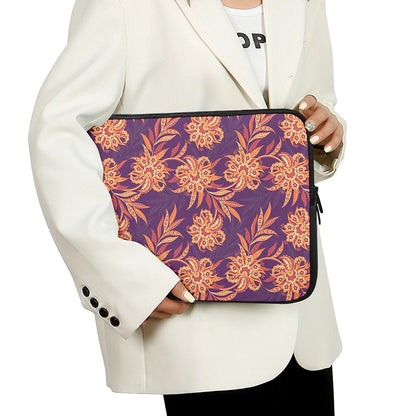 Tangerine Floral Bohemian Pattern Print Laptop Sleeve