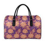 Tangerine Floral Bohemian Pattern Print Leather Duffle Bag