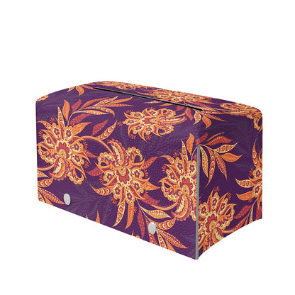Tangerine Floral Bohemian Pattern Print Leather Tissue Box Cover