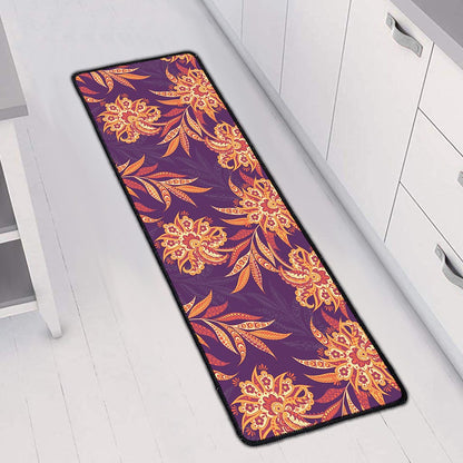 Tangerine Floral Bohemian Pattern Print Long Kitchen Mat
