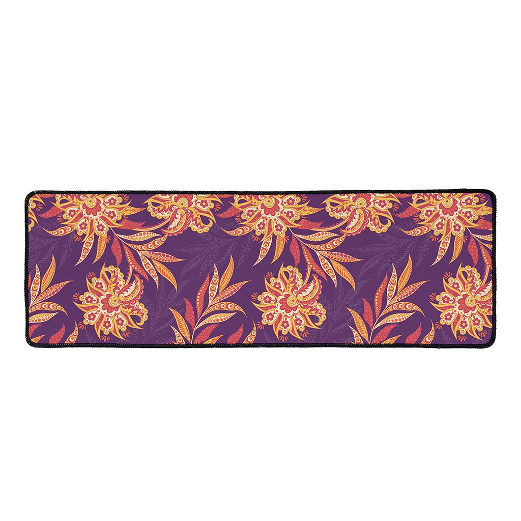 Tangerine Floral Bohemian Pattern Print Long Kitchen Mat