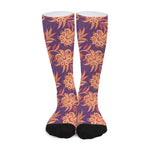 Tangerine Floral Bohemian Pattern Print Long Socks