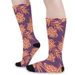 Tangerine Floral Bohemian Pattern Print Long Socks