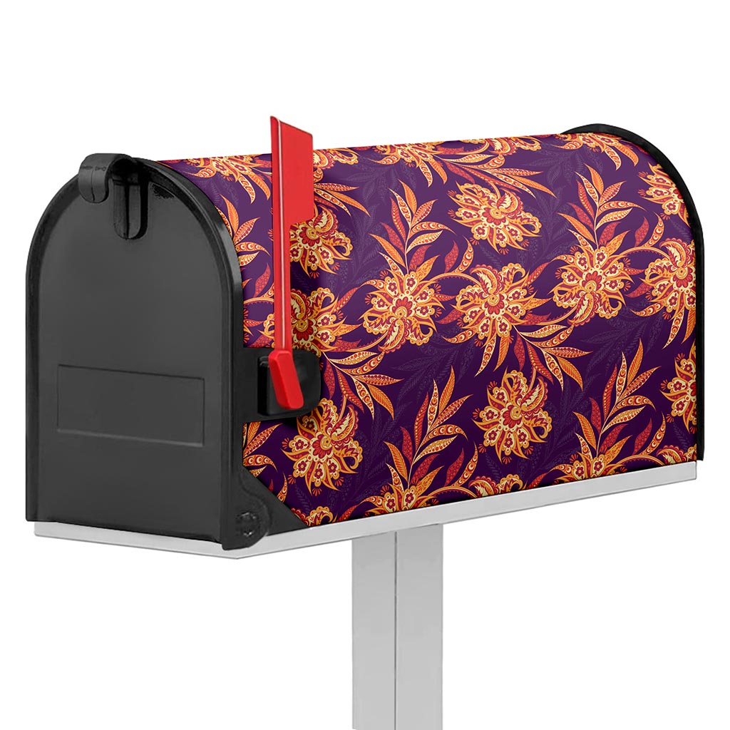 Tangerine Floral Bohemian Pattern Print Mailbox Cover
