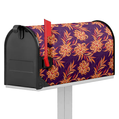 Tangerine Floral Bohemian Pattern Print Mailbox Cover
