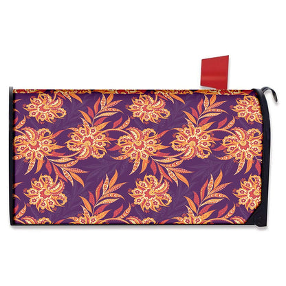 Tangerine Floral Bohemian Pattern Print Mailbox Cover