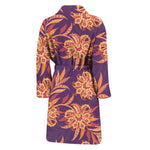 Tangerine Floral Bohemian Pattern Print Men's Bathrobe