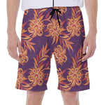 Tangerine Floral Bohemian Pattern Print Men's Beach Shorts