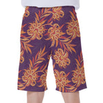 Tangerine Floral Bohemian Pattern Print Men's Beach Shorts