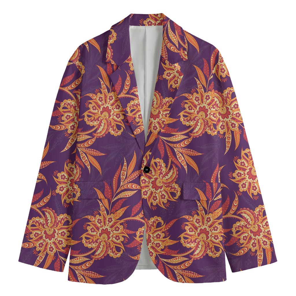 Tangerine Floral Bohemian Pattern Print Men's Blazer