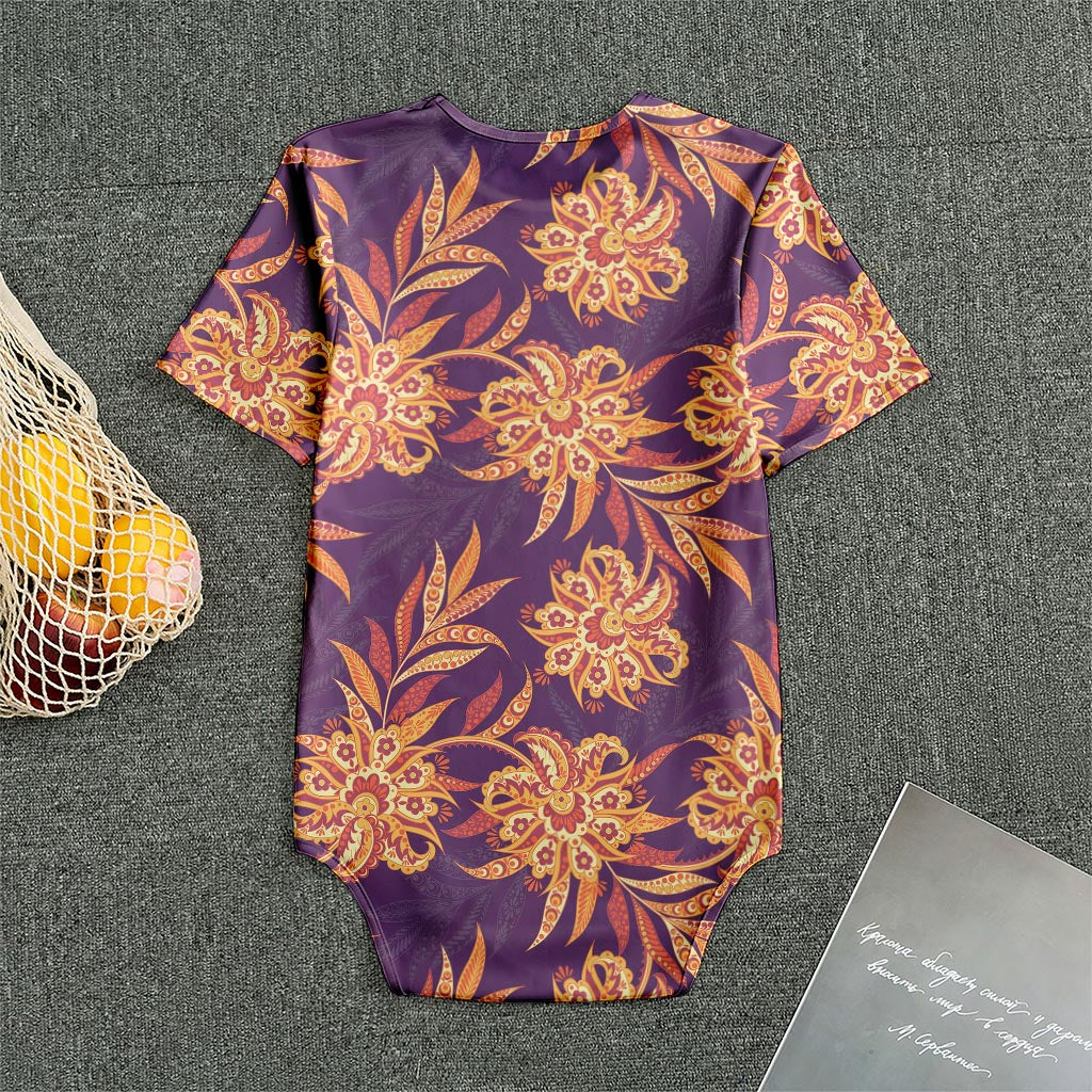 Tangerine Floral Bohemian Pattern Print Men's Bodysuit