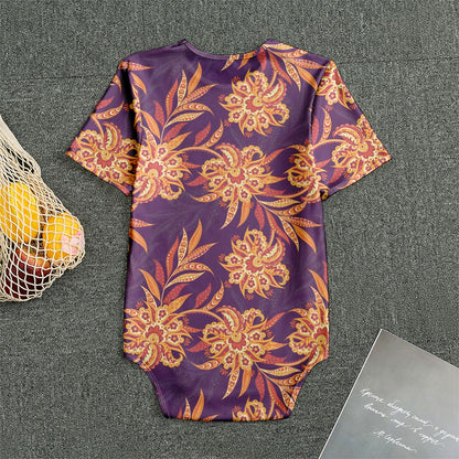 Tangerine Floral Bohemian Pattern Print Men's Bodysuit