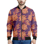 Tangerine Floral Bohemian Pattern Print Men's Bomber Jacket