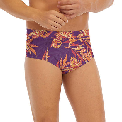 Tangerine Floral Bohemian Pattern Print Men's Briefs
