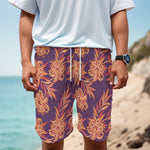 Tangerine Floral Bohemian Pattern Print Men's Cargo Shorts