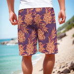Tangerine Floral Bohemian Pattern Print Men's Cargo Shorts