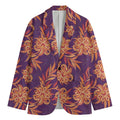 Tangerine Floral Bohemian Pattern Print Men's Cotton Blazer