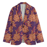 Tangerine Floral Bohemian Pattern Print Men's Cotton Blazer