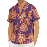 Tangerine Floral Bohemian Pattern Print Men's Deep V-Neck Shirt