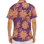 Tangerine Floral Bohemian Pattern Print Men's Deep V-Neck Shirt
