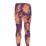 Tangerine Floral Bohemian Pattern Print Men's leggings