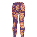 Tangerine Floral Bohemian Pattern Print Men's leggings