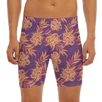 Tangerine Floral Bohemian Pattern Print Men's Long Boxer Briefs