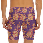 Tangerine Floral Bohemian Pattern Print Men's Long Boxer Briefs