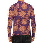 Tangerine Floral Bohemian Pattern Print Men's Long Sleeve Rash Guard