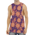 Tangerine Floral Bohemian Pattern Print Men's Muscle Tank Top